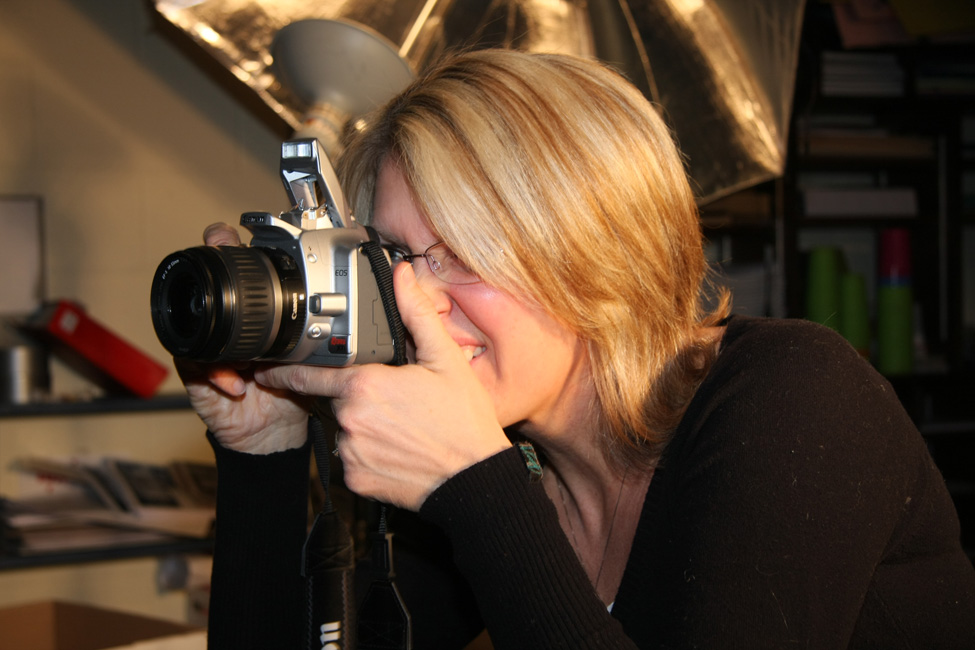 Marianne Blom en plein shooting