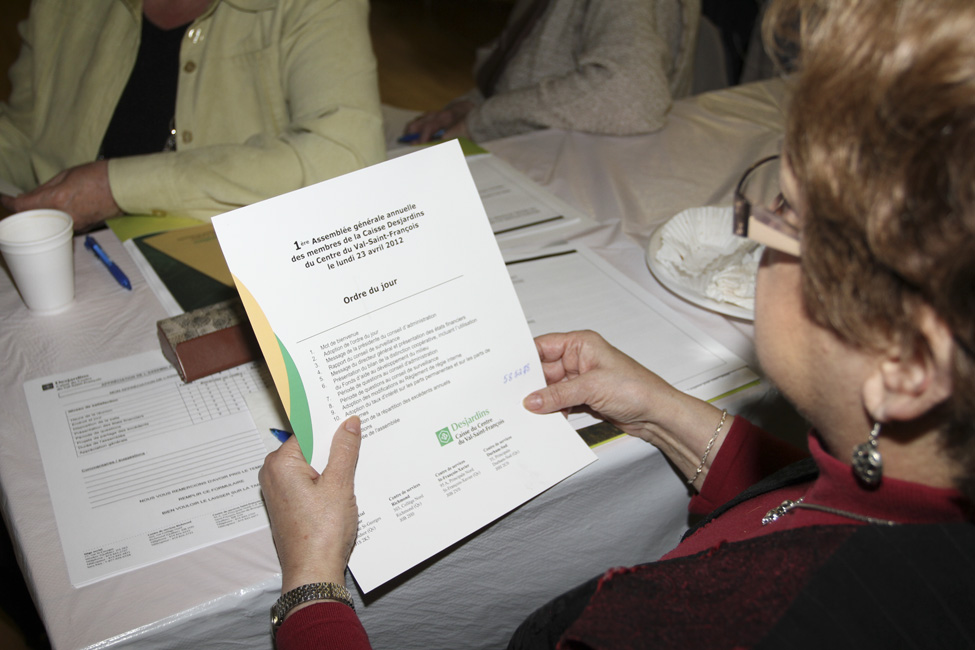 1re assemblée générale de la Caisse Desjardins du Centre du Val-Saint-François